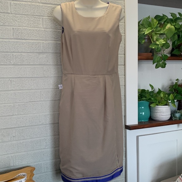 Lela Rose Silk Size 6 Dark Violet/Blue Striped Sleeveless Dress Faux Wrap Skirt - Picture 7 of 15